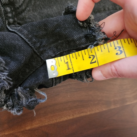 Zara Black High Waisted Ripped Distressed Button Fly Denim Shorts - Picture 13 of 13